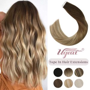 Extensions Ugeat Tape In Human Hair Extensions Blonde Silky Straight Remy Hair Double Weft Adhesive Hair Extensions For Women For Braids