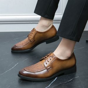 2024 New Brown Block Men's Shoes Casual Shoes Loafers Spring Autumn Handmade Zapatos De Golf Para Hombre