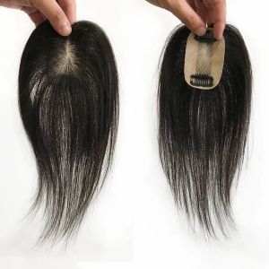 Toppers jedwabna ręka podstawowa Make Human Hair Kobiety Topper 5x8CM Mała rozmiar do włosów PU Około 2 klips