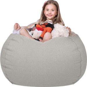 Wekapo Stuffed Animal Storage Bean Bag Capa para cadeira infantil |Beag com zíper recheável para organizar brinquedos de pelúcia para crianças grande tela de algodão premium (cinza sólido,