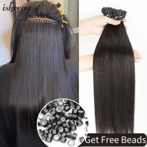 Förlängningar Jag tippar raka mänskliga hårförlängningar Microlinks Straight Virgin Human Hair Extension för kvinnor 100% Remy Hair Salon Quality