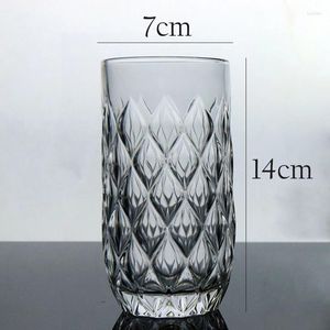 Vinglas 310 ml/360 ml Glass Tazas Diamond Relief Mönster Bröllopsgåvor Rhombus kaffedryck för kvinna hushåll vatten dispenser koppar