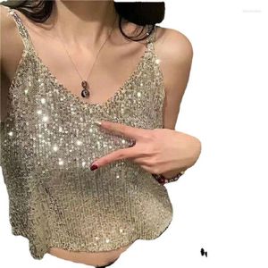 Canottiere da donna Gilet con paillettes alla moda e sexy