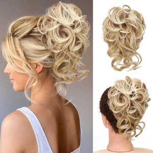 Syntetyczne peruki kucyki Niechlujne bułka Włosy Niechlujne włosy włosy dla kobiet tusled updo Bun Syntetyczny kręcony kucyk chignon do codziennego noszenia 240328 240327