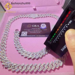 Halsband designer smycken halsband kedjor för män kedja 15mm moissanite armband silver kubansk länk pass diamant testare gra vvs 3pxo