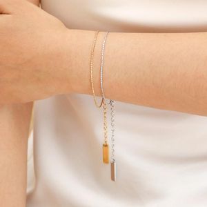 Link pulseiras mulheres meninas na moda magro 1mm charme corrente cor de ouro aço inoxidável metal links pulseira tag jóias