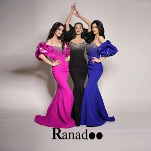 Party Dresses Ranadoo Prom Fashionable Strapless For Wedding Rhinestones Satin Trumpet Lantern Sleeves Personalised