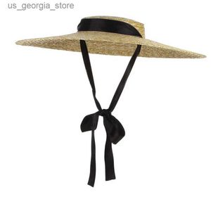 Szerokie brzegowe czapki wiadra czapki letnie naturalny straż damska kapelusz szeroki brzeg plażowy kapelusz elegancki płaska topa w koronkową kapelusz słoneczny y240319