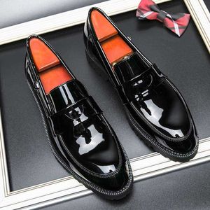 Patent HBP Toe Non-Brand Pointed Leather Dress Shoes Penny Loafers Classy Designers Black Wedding for Men