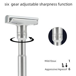 Shavers Adjustable Safety Razor Double Edge Classic Mens Shaving Mild to Aggressive 16 File Hair Removal Shaver it with 5 Blades