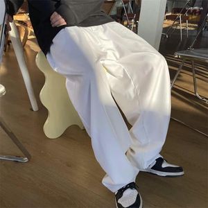 Men's Pants Summer Loose Wide-leg Casual Korean Straight Baggy Trousers Comfortable And Simple Black White