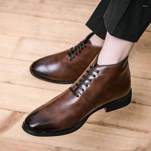 Stivali Taglie Forti 38-48 Tipo Urbano Uomo In Pelle Brogue Moda Stile Americano Business Stivaletto Casual Daliy Alla Caviglia