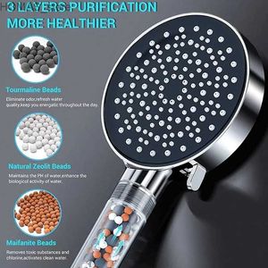 Bathroom Shower Heads Water saving six function high-pressure shower head handheld powerful flow shower head with bead filter and pressure booster Y240319