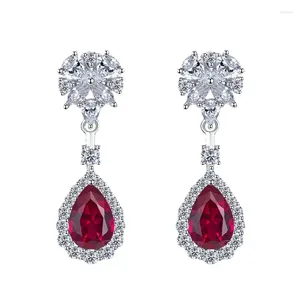 Stud Earrings 2024 Sterling Silver Ruby 7 10 European And American Fashion Versatile Long