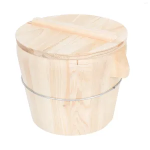 Storage Bottles Cedar Wood Steamed Rice Barrel Eco-friendly Multi-function Bucket With Lid Steamer Easy To Clean Container Steaming Kitchen