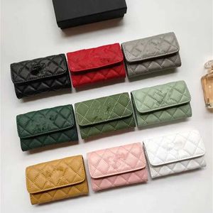 Woman Genuine Plaid Caviar Style Luxury Card Holders Pure Color Designer Leather Classic Wallet Walles Sheepskin Texture Purse Holder for Women