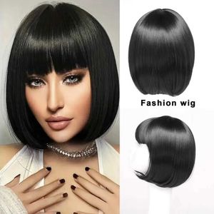 Synthetic Wigs Women Boboo Wigs With Bangs Natural Look High Temperature Silk Short Hairpiece Long-Lasting Wear Fluffy Black/Brown Wig Headgear 240328 240327