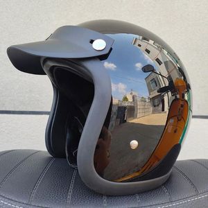 Motosiklet Kaskları Helmetscocascos scooter hafif fiberglas vintage kask jet 3/4 açık yüz casco de moto ile uzun ağzı