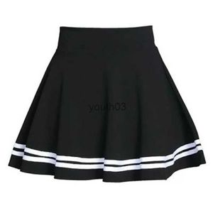 Gonne Skorts Estate 2024 Gonna donna Elastic Faldas Ladies Midi Gonne a pieghe Nero Sexy Stripe Girl Mini Gonne corte da scuola saia feminina 240319