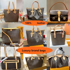 Vintage große Einkaufstasche Handtasche Reisetasche Männer Frauen Taschen Designer-Einkaufstasche original bedruckte Strandtasche echtes Leder Einkaufstaschen