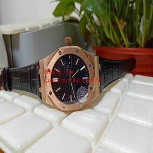 -venda N8 fábrica Mens relógios de pulso 41 mm15400 18k Rose Gold Black Dial Ásia 2813 Movimento Mecânico Automático Transparente 341g