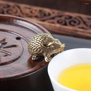 Garden Decorations Copper Hedgehog Small Ornaments Solid Brass Antique Animal Sculpture Crafts Desk Tea Table Decoration Home Decor For