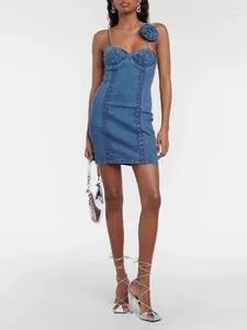 Lässige Kleider 2024 Sommer Damen Denim Rock Baumwolle Korsett Sexy Womens Camisole Kleid Y2K Kleidung Mode Hohe Qualität Mieder BH