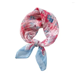 Scarves Ribbon Weave Hair Decorate Korean Style Neck Tie Square Scarf Flower Silk Band Female Printed