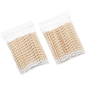 100 PCS 일회용 초소형 면봉 늘어선 무료 마이크로 브러쉬 목재 면봉 면봉 속눈썹 연장 여성 메이크업 도구