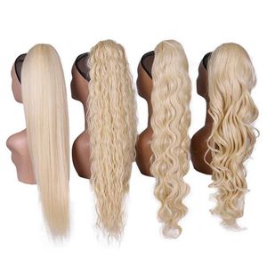 Synthetic Wigs Hair Bun Maker Blonde Synthetic Ponytail Long Wavy Braided Ponytail Hairpiece On Clip Ombre Black Brown Hair Pony Tail For Women 240328 240327