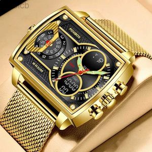 Wristwatches 2024 Men Watch Gold Quartz Led Clock Men Watch Sport Waterproof Wrist Watch Male Military Digital Watches Man Relogio Masculino 24319
