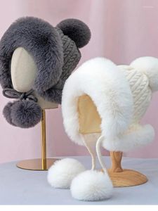 Береты, шерстяная шапка с защитой ушей, плюшевая и утолщенная зимняя морозостойкая теплая осенняя женская мода