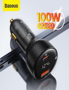 BASEUS PD 100W USB -billaddare Snabbladdning 40 QC40 QC30 Typ C Auto Fast Charging för iPhone Xiaomi Mobiltelefon1193201