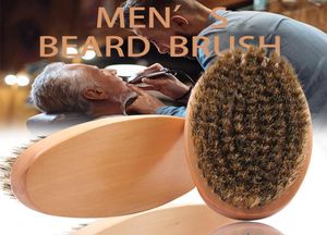 Spazzola per barba con setole di cinghiale Manico rotondo in legno duro Pettine di cinghiale antistatico Strumento per parrucchieri per uomo Barba Trim 5766764