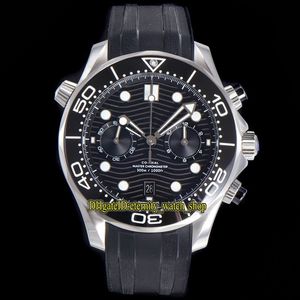 Eternity Stopwatch 시계 OMF 최신 9900 크로노 그래프 자동 검은 색 다이얼 세라믹 베젤 44mm Mens 시계 다이버 300m 210 32 44 51 3038