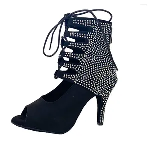 Tanzschuhe Maßgeschneiderte Latin Salsa Frauen Wildleder Laufsohle Strass Sparkly Booties YSWEYOMIC Marke Ballsaal Heels