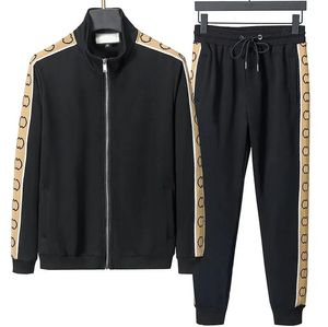 Sportkläder set varumärke herr tracksuit sportkläder två stycken lång ärmjacka + byxor casual mens spår kostym färg hoodies