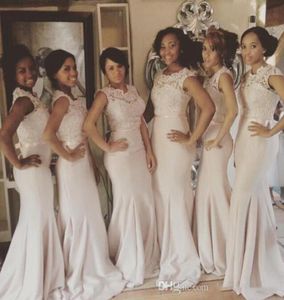 Довольно модные кружевные платья подружки невесты Южная Африка без рукавов с рюшами и рюшами Вечерние платья для выпускного вечера 2017 Платье подружки невесты Cu6014812