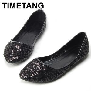 Flats TIMETANG Celebrity Style Classic Womens Gliiter Sequined Flats Ladies Ballerina Flat Shoes BEYARNE New Free Shipping C332