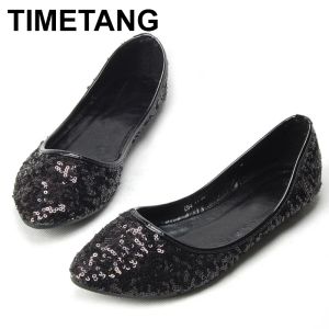 Flats Timetang Celebrity Style Classic Womens Gliiter Paine Flats Ladies Ballerina Flat Shoes Beyarne Neu kostenlos Versand C332