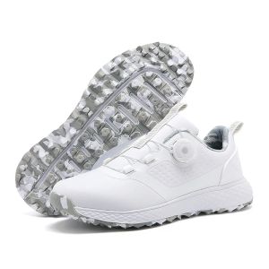 Shoes New Waterproof Golf Shoes Women Comfortable Golf Sneakers Quick Lacing Outdoor Walking Footwear Anti Slip Athletic Men Sneakers