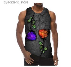 Herrtankstoppar Ny 3D-tryck Funny Summer Rainbow Graphic Tank Top Fashion Men Women Tracksuits Crewneck Hip Hop Vest Size S-7XL L240327