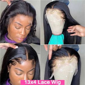 Syntetiska peruker Syntetiska peruker HD Transparent 13x4/13x6 Rak spetsfront peruk 4x4 Spetsstängning Wig Brazilian 360 Human Hair Lace Frontal Wigs For Black Women 240327