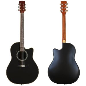 Guitar Round back ova 6 string acoustic guitar black 41 inch folk guitar good handicraft black spruce wood top