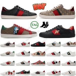 Designer Italien Luxury Sneakers Platform Low Men Women Shoes Casual Dress Trainers Tiger broderad ess bin White Green Red Stripes Mens Shoe Flat Walking Sneaker