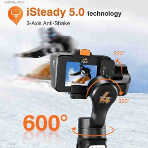 Stabilisatorer handhållna gimbalstabilisator för 12/11/10/9/8 mod osmo insta360 3-axel anti-shake stabilisatorer med stativ trådlös kontroll Q240319