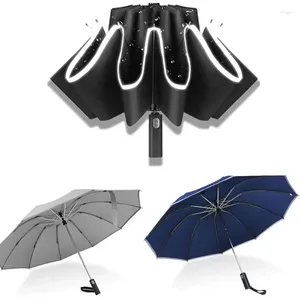 傘の逆傘自動完全レインメンメン女性風型大きなfoldビジネスカーリフレクティブギフトパラソル