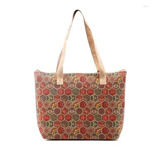 Totes 5pcs Shoulder Bags Women Cork Leather National Printing Multifunctional Large Capacity Mix Color