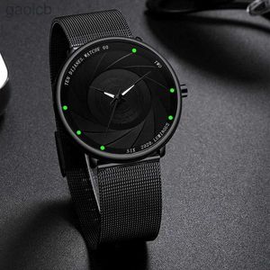 Wristwatches 2023 New Minimalist Mens Fashion Watches Ultra Thin Stainless Steel Mesh Belt Quartz Wrist Watch Men Business Watch Montre Homme 24319