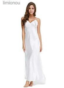 Kvinnors sömnkläder spets nattklänningar v-ringning sömndress vit ankelhög nattkläder kvinnor spaghetti rem nattdress långa sömnkläder för kvinnlig SLA501WC24319